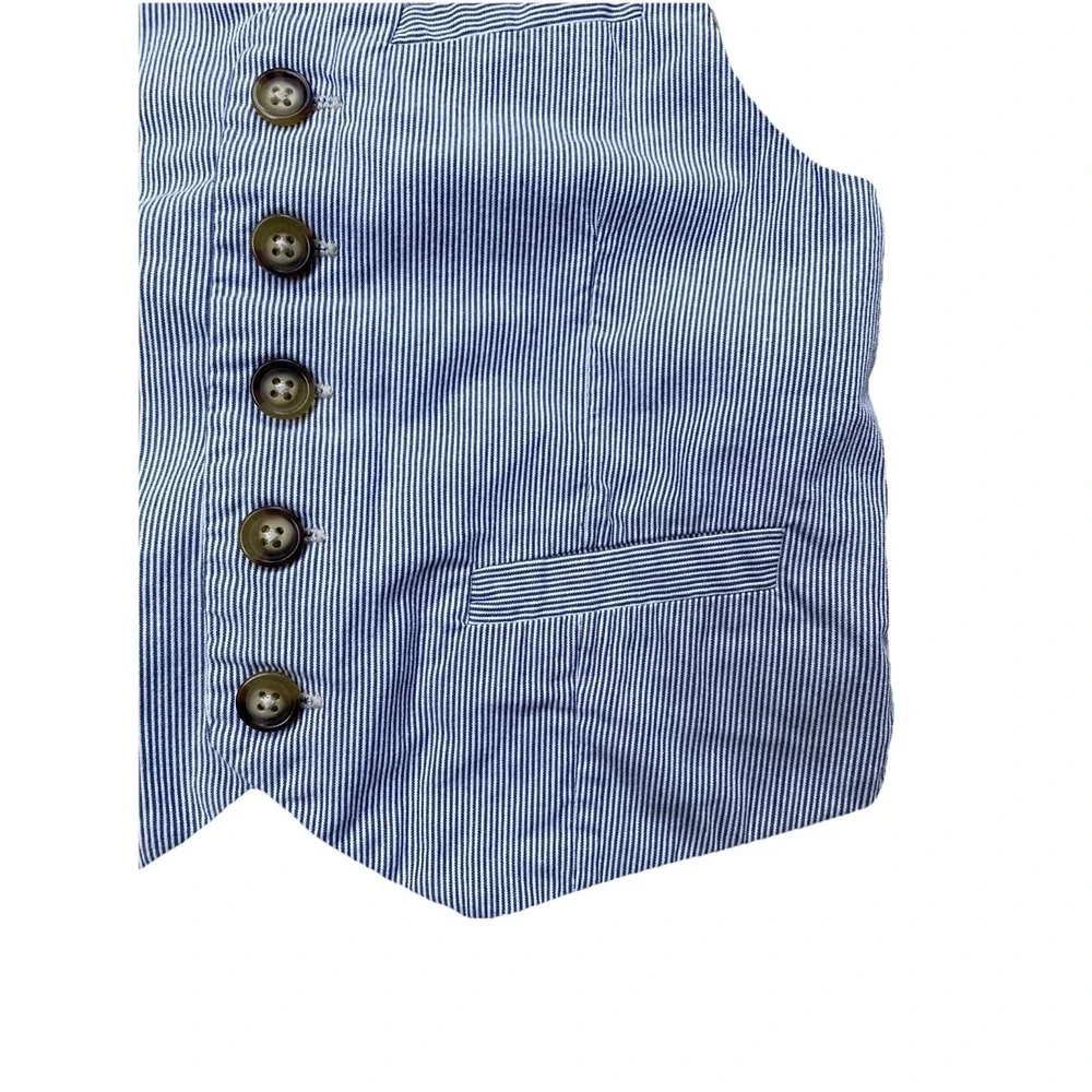 Baby Gap Boys Vest Size 4T Blue White Striped Button Up Lightweight Layering Top